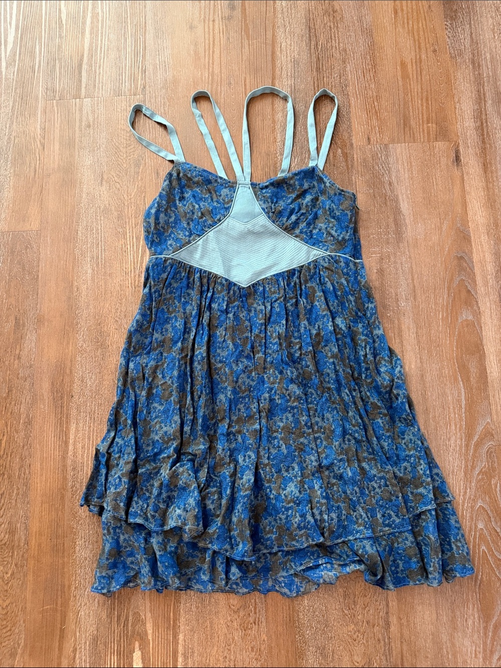 Free People Blue Floral Layered Strappy Dress - Picture 1 of 4